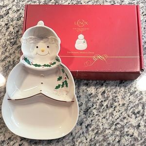 NEW IN BOX Lenox Snowman Sweets Dish in Original Box